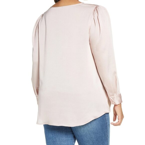 Vince Camuto Hammer Satin Puff Shoulder Top - Picture 2 of 7